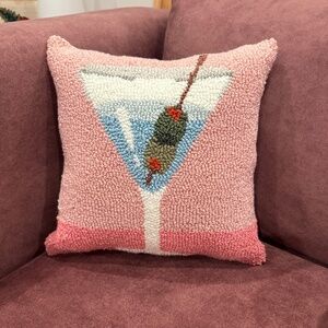 Pink Martini Needlepoint Throw pillow
